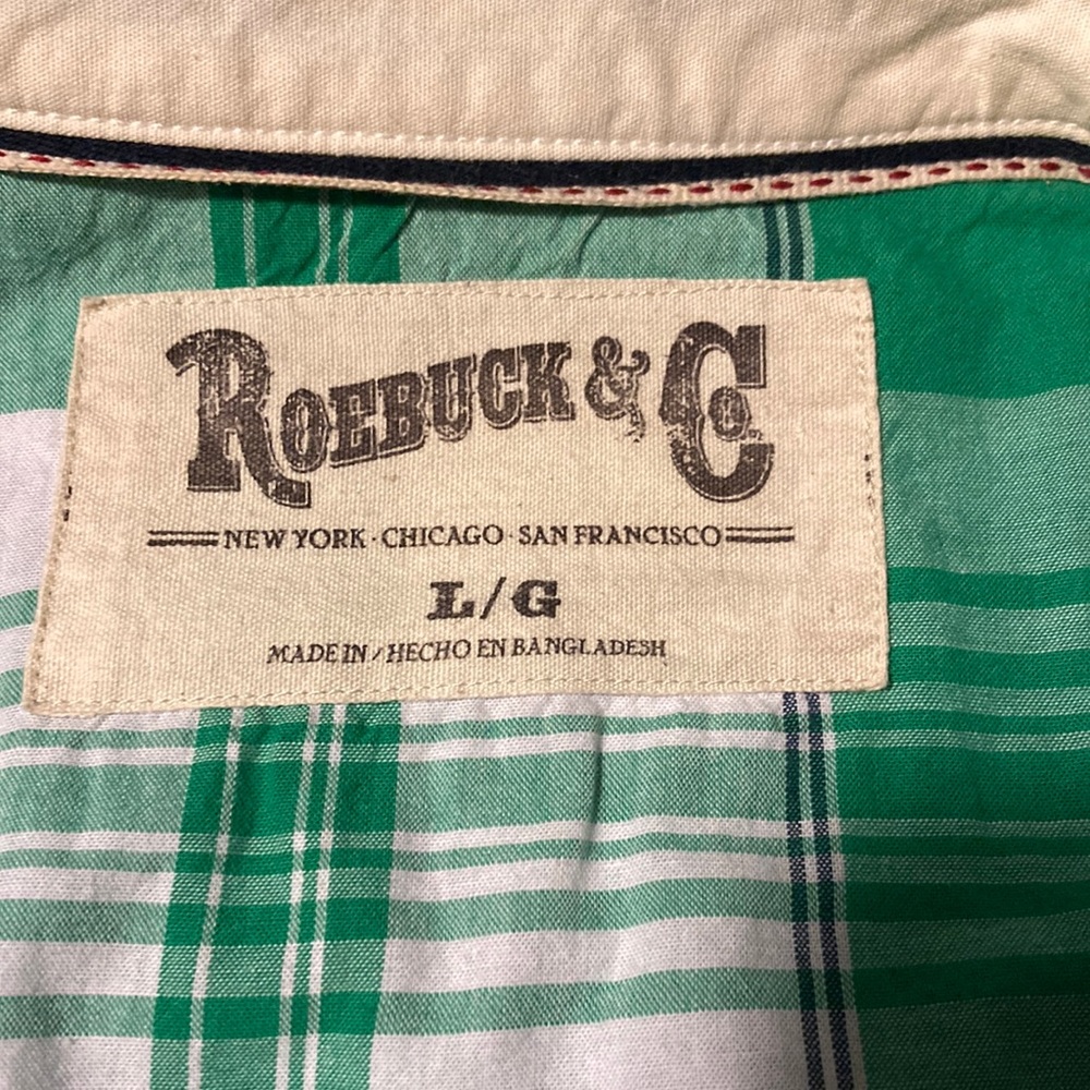 Green Plaid Button down mens short